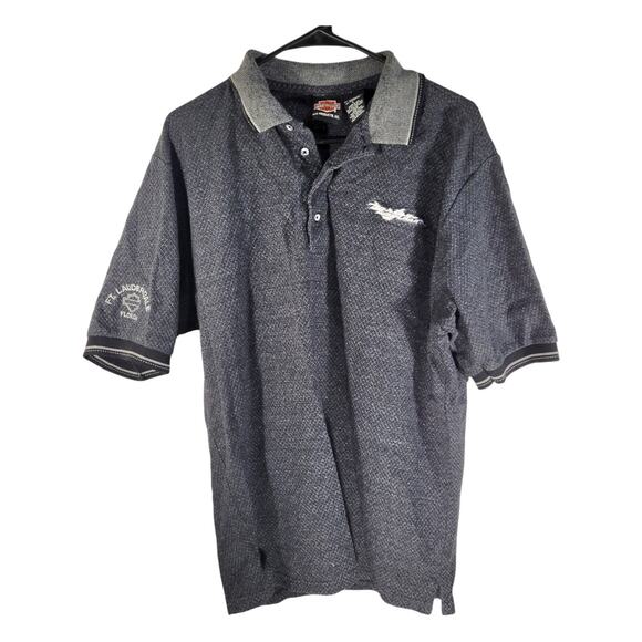 Harley-Davidson Other - Harley Davidson Men's Dark Grey Polo Button FT‎ Lauderdale Florida Large